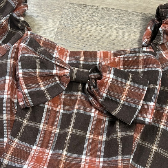 ROMWE Red/Brown Plaid Frilly Dress - Picture 5 of 6